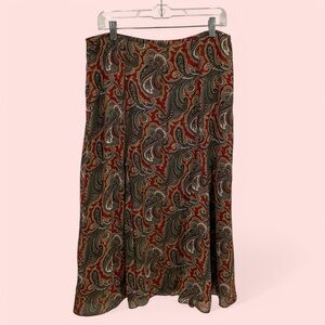 90’s-Y2K Villager side zip Paisley Print Midi Skirt flowy lined